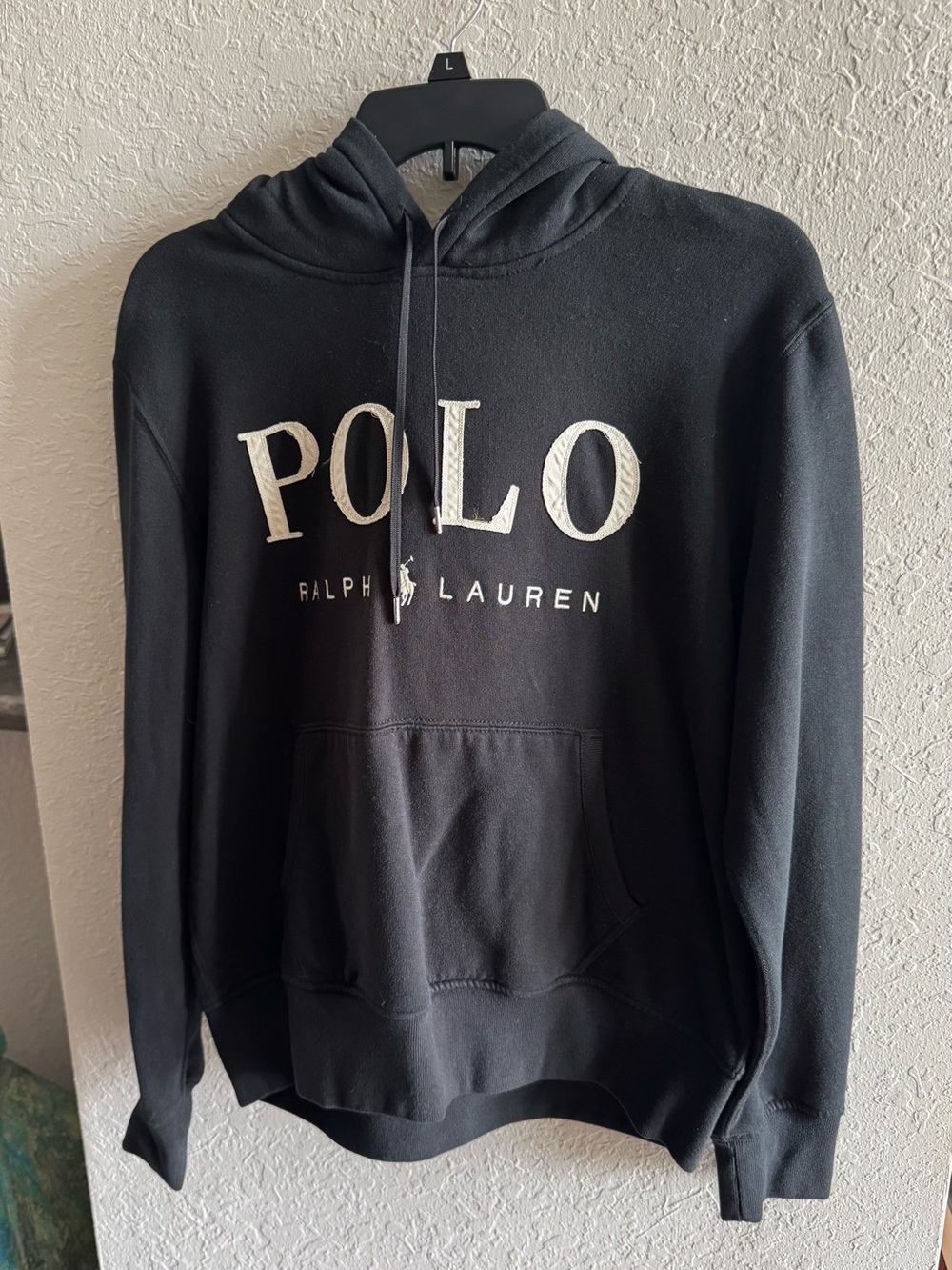 Polo by Ralph Lauren Black Hooded Sweatshirt Sz Large